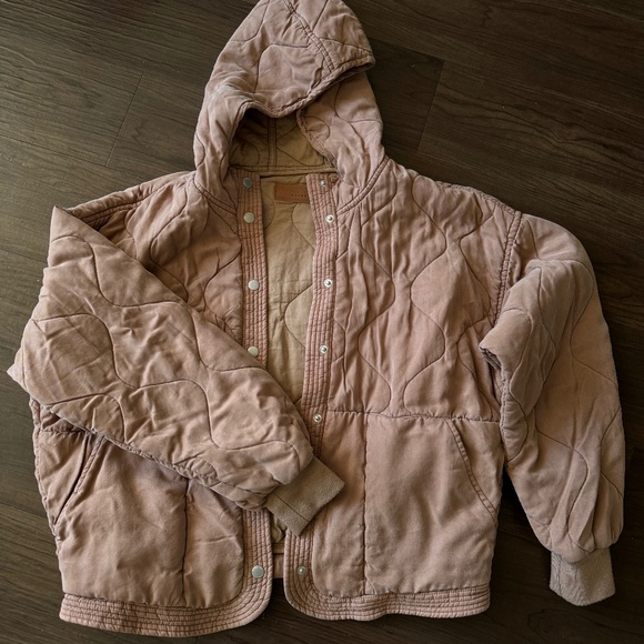 Blank NYC Light Brown Quilted Bomber Jacket with Hood - Picture 4 of 7